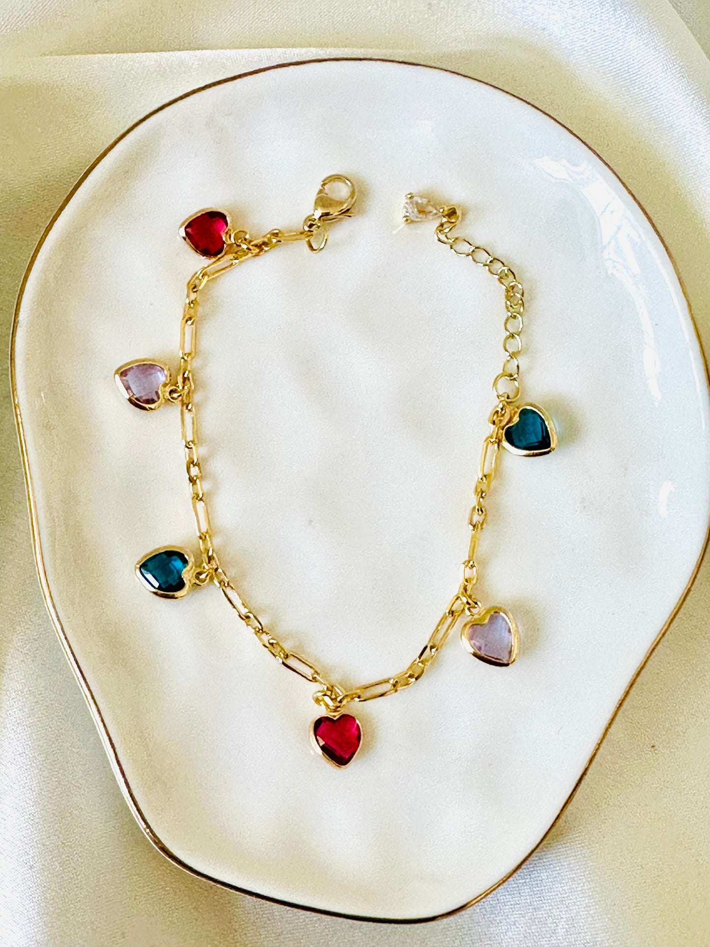 Multi-Colored Heart Bracelet