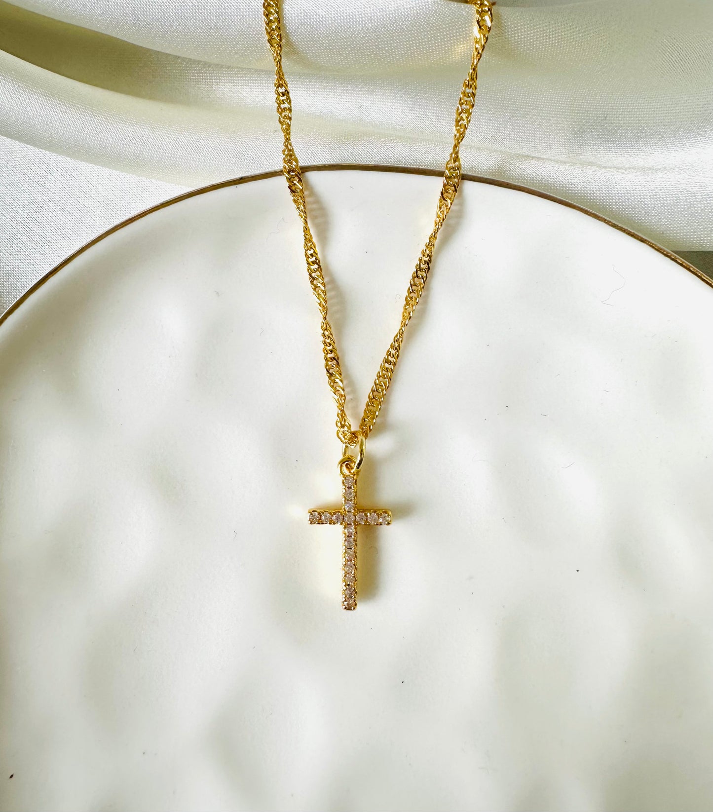 Dainty Crystal Cross Necklace